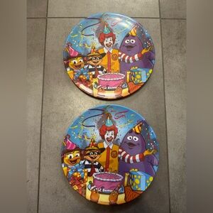 McDonald's Party Plates with Red and Purple Characters